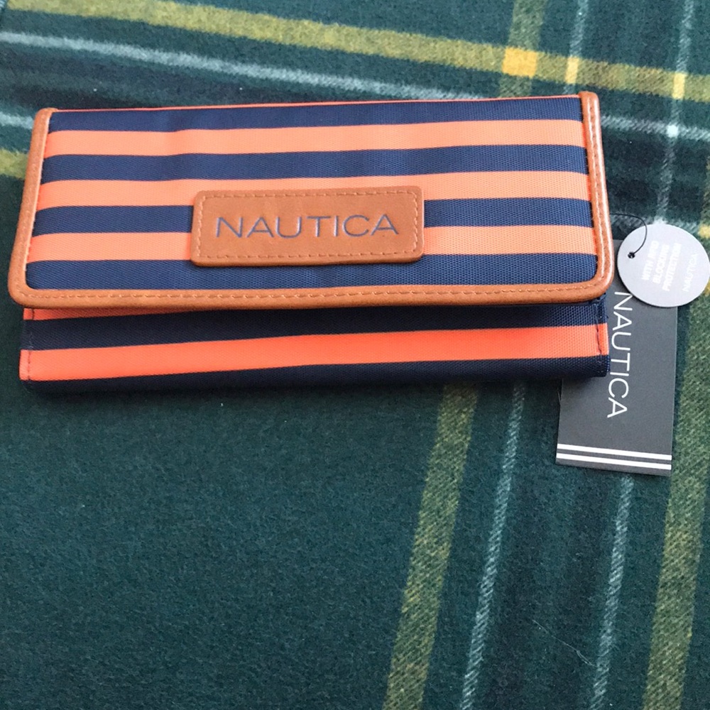 Nautica wallet orange and navy